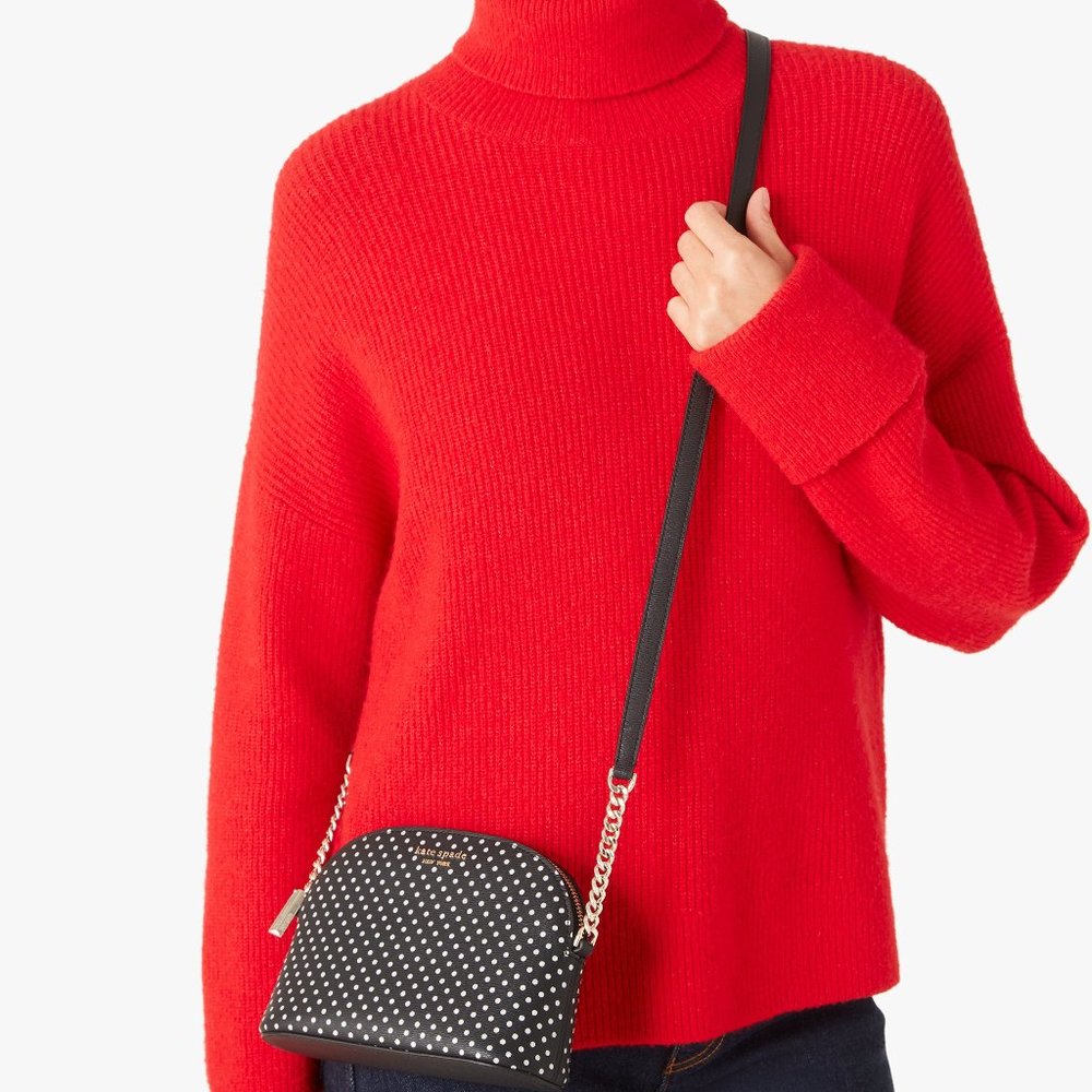 New Kate Spade Spencer Metallic Dot Mixed Material Crossbody Set Black Multi